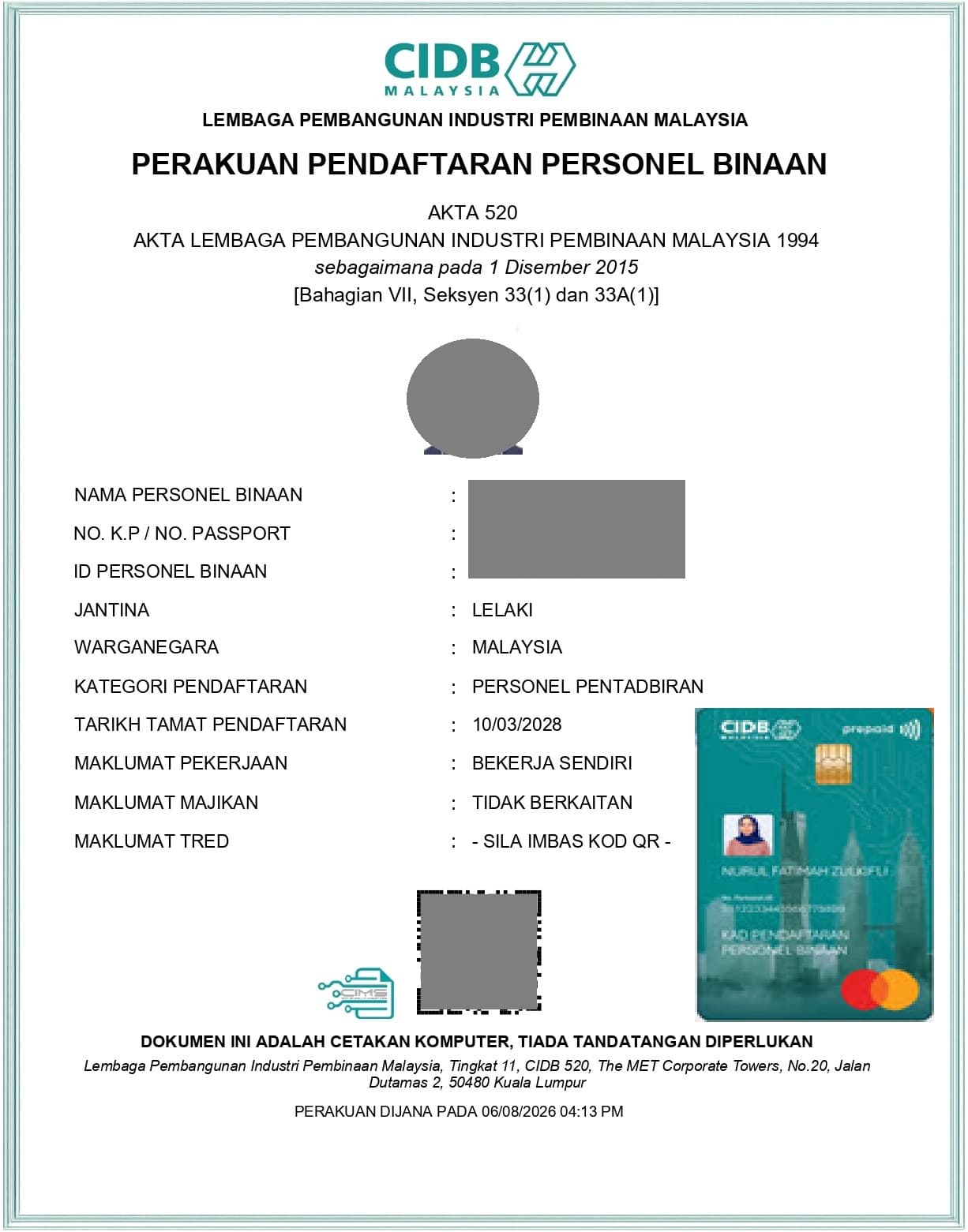 CIDB Personnel Registration